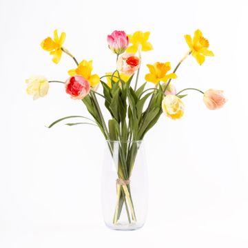 Decorative spring bouquet ADELFA, yellow-magenta-pink, 22"/55cm, Ø18"/45cm