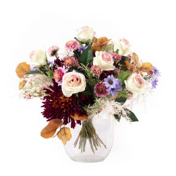 Udo's choice: Late summer bouquet FRINGILLA, cream-purple-pink, 50cm, Ø55cm