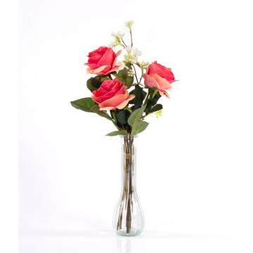 Artificial rose bouquet SIMONY with accessories, salmon, 18"/45cm, Ø8"/20cm