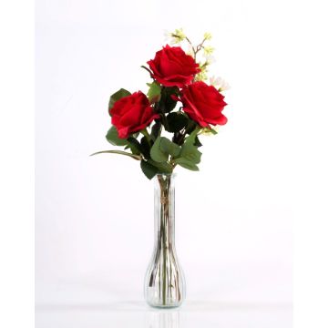 Artificial rose bouquet SIMONY with accessories, red, 18"/45cm, Ø8"/20cm