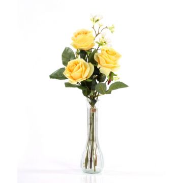 Artificial rose bouquet SIMONY with accessories, yellow, 18"/45cm, Ø8"/20cm