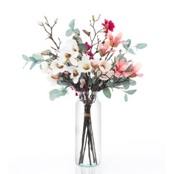 Artificial magnolia bouquet MERISA, white-pink, 70cm, Ø40cm