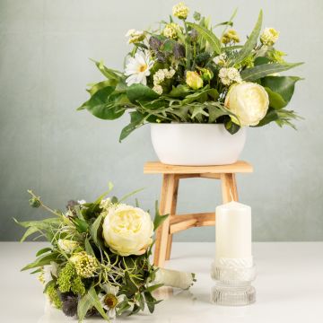 Exclusive wedding bouquet / arrangement white-green - customer request from a cruise ship company