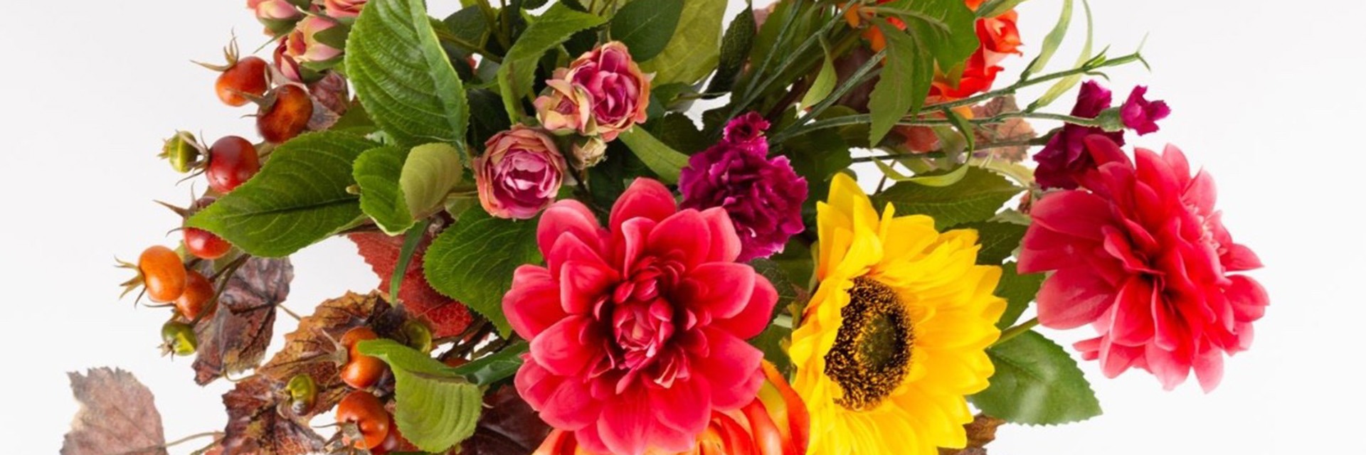 Artificial autumn flowers like real ones