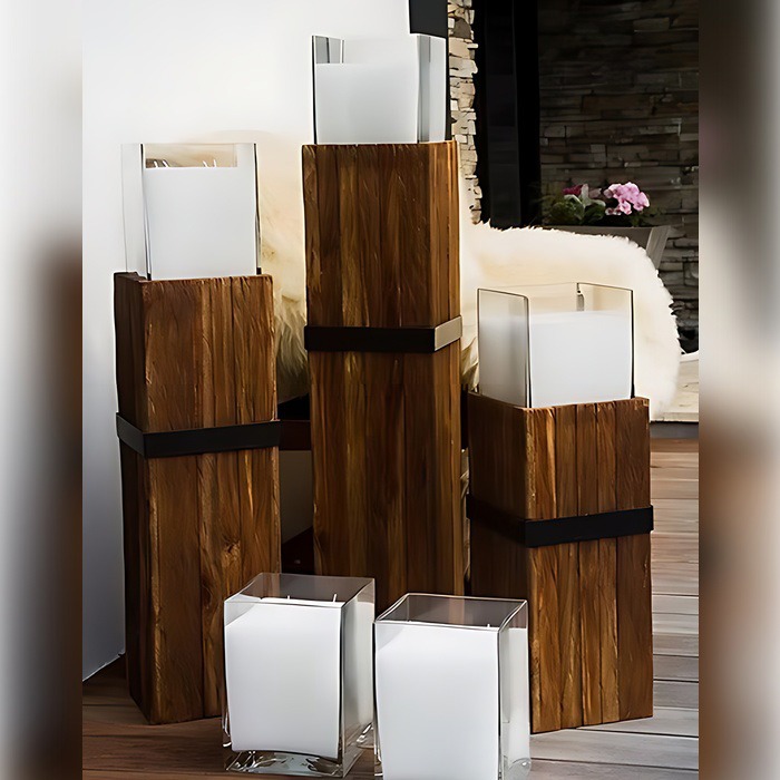 Wooden column with candle