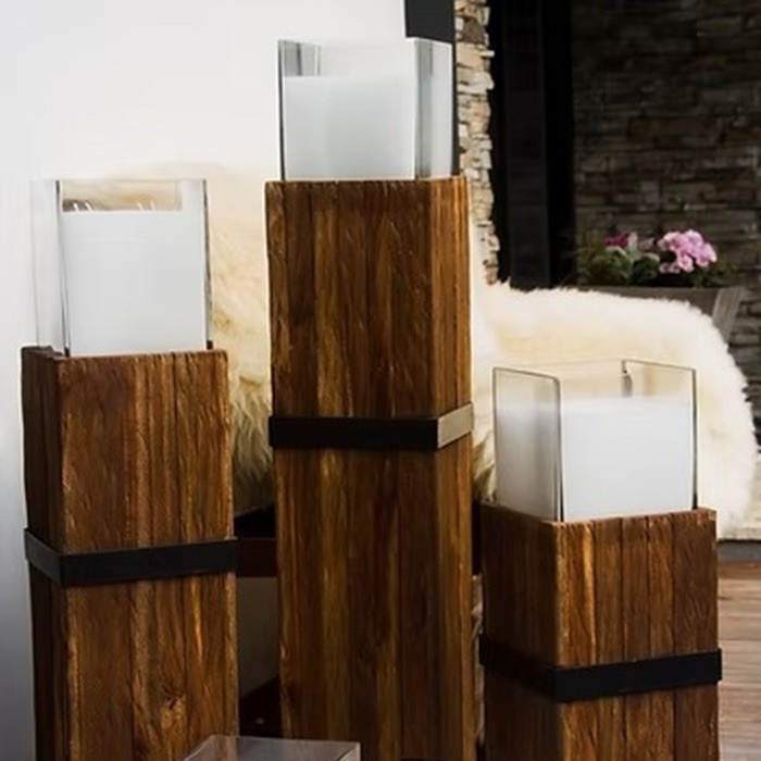 Wooden column with candle