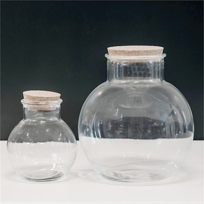Glass jars with cork lid