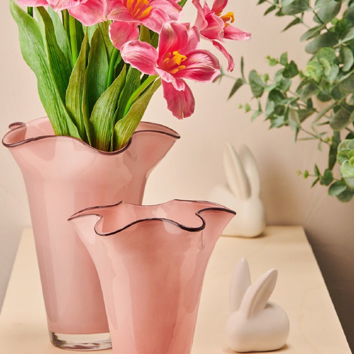 Rose-coloured vases